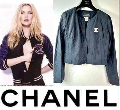 Chaqueta Chanel 2000 Negra Logo CC Deportiva Taylor 34 36 2 4 Abrigo Top Y2K De Colección XS S Foto 1 de 4