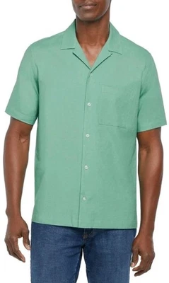Camisa de lino con botones verde manga corta Gap para hombre - bolsillo en el pecho talla mediana Foto 1 de 4