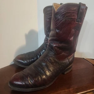 Justin Quill Ostrich Boots Mens 8 EE Brown Western Roper Exotic Leather 3284 - Picture 1 of 10