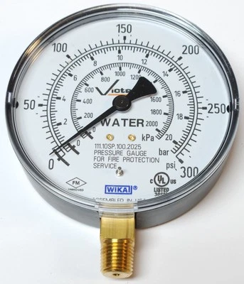 WIKA VICTAULIC 111.10SP4.0 4" 300 PSI WATER PRESSURE GAUGE 0-300 PSI 4.0" 0-2000