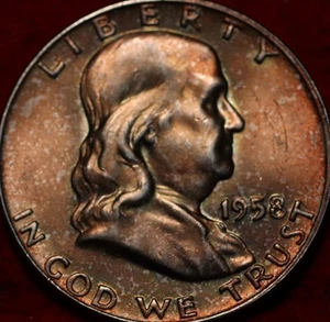 Uncirculated 1958-D Denver Mint Silver Franklin Half Nice Color - Picture 1 of 2