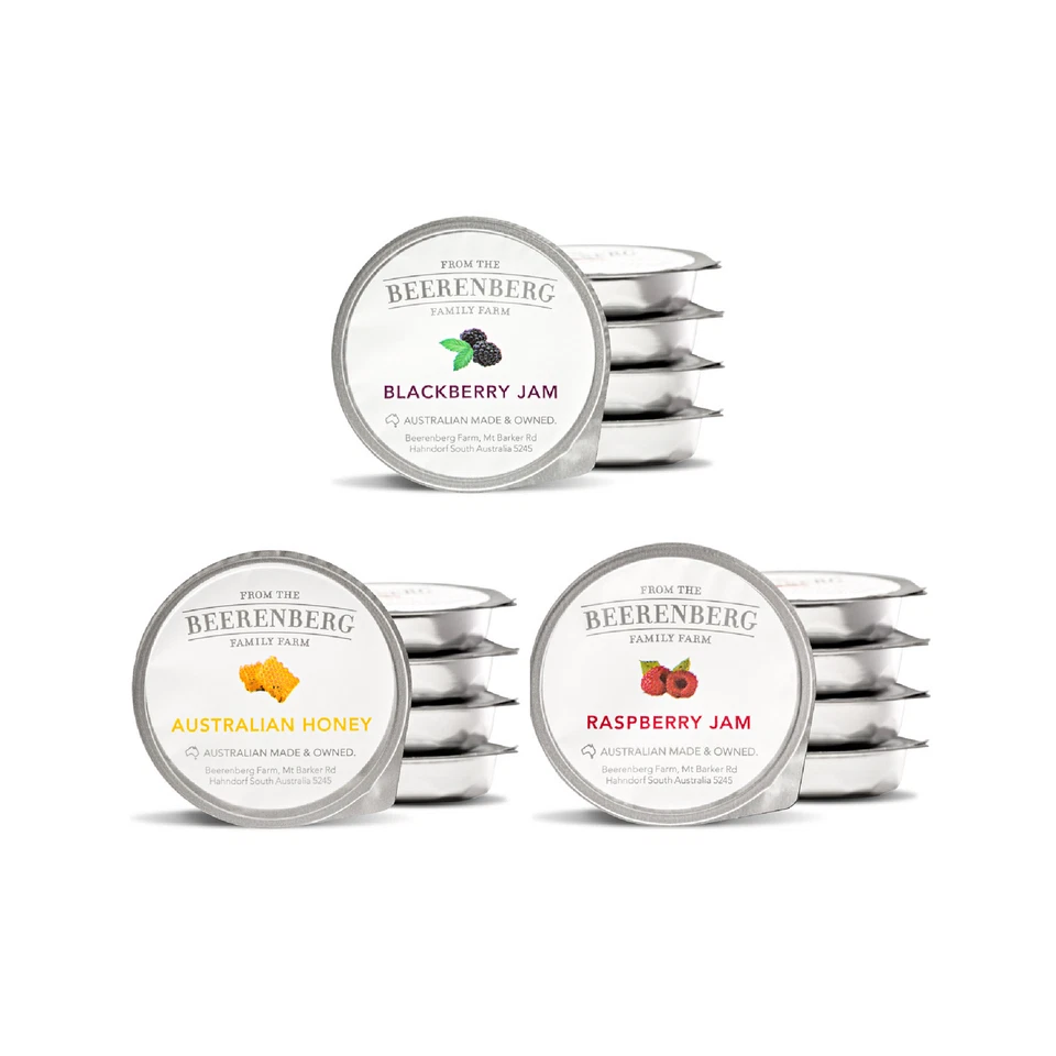 BULK LOT 360 x  Beerenberg Mixed Jams Blackberry, Honey, Raspberry 14G |  Bnb Su - Image 1 of 1
