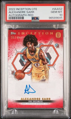2022 TOPPS INCEPTION OTE OVERTIME ELITE AUTOS RED ALEXANDRE SARR RC 36/75 PSA 10 - Image 1 of 2