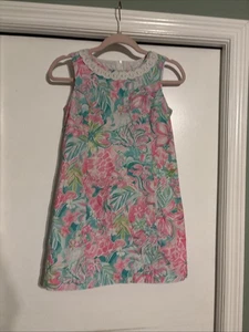 Lilly Pulitzer Girls Mini Mila Shift Dress Hot on the Scene Pink White Size 14 - Picture 1 of 3
