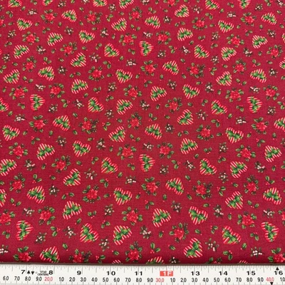 Lazos de tela de algodón vintage de corazones a rayas de Navidad Cranston por media yarda Foto 1 de 2