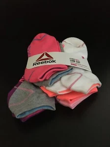 Reebok Girls Youth 6-Pack Low Cut Socks Sz L (4-10) Multi Color Brand New - Picture 1 of 3