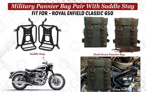 Alforja Fit For Royal Enfield "Classic 650 verde oscuro con soporte de silla de montar" - Imagen 1 de 17