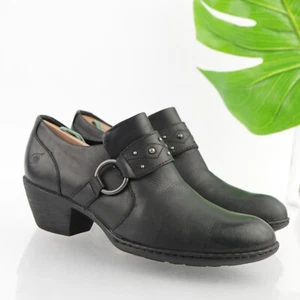 Botte Lorlei femme Born taille 8 cuir noir harnais talon bas bloc moto western - Photo 1/12