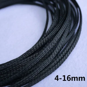 Guaina per cavi nera tre tessuti 4 mm-16 mm tubo a rete intrecciata in PET tessuto non denso - Foto 1 di 1