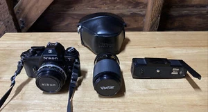 NIKON EM 35mm SLR Film Camera with Series E Lens 50mm, Motor Drive MD-E and More - Picture 1 of 12