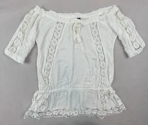 Top Guess By Marciano Mujer S Túnica Blanca Encaje Crochet Bohemio Festival Playa - Imagen 1 de 23