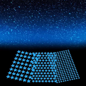 342 PZ Stelle da Soffitto Bagliore al Buio 3D Camera Parete Bagliore al Buio Stelle Decalcomania - Foto 1 di 8