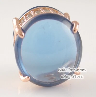 Blau Oval Cabochonschliff Authentisch PANDORA Rose Vergoldet Charm 789309C01 Neu - Bild 1 von 3