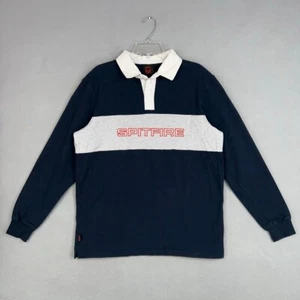 Spitfire Shirt Mens Large Blue White Rugby Polo Long Sleeve Preppy Skate Y2K - Picture 1 of 13