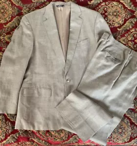 Ralph Lauren Chaps 2 Piece 2 Button Beige Plaid Suit w/Double Pleated Pants - Picture 1 of 13