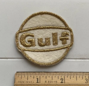 Gulf Oil Gas Logo Gold White 2.5" Round Embroidered Patch Badge - Picture 1 of 3