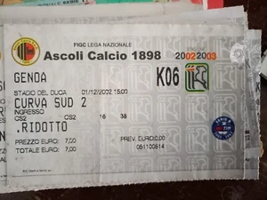 Biglietto Ascoli Genoa 1/11/2002 Serie B - Foto 1 di 1