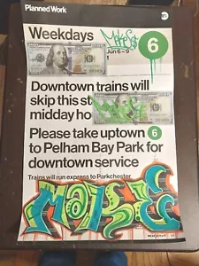 NYC Graffiti MTA Subway sign!6 Train. MAKE$ 11' x 17' Original - Picture 1 of 4