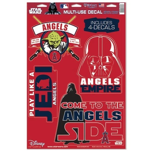 LOS ANGELES ANGELS STAR WARS DARTH VADER YODA MULTI-USE DECALS 11"X17" DISNEY - Image 1 of 1