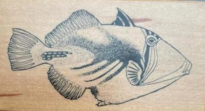 RARE New 1995 Vintage PSX Rubber Stamp E-1529 LAGOON TRIGGERFISH FISH freeUSAshp - Image 1 of 2