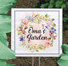 Personalized Garden Stake with Name and Pink Wildflower Wreath / Dragonfly
