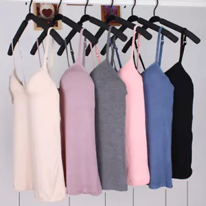 Women Camisole with Built in Shelf Bra Adjustable Spaghetti Strap Tank Top - Picture 1 of 22