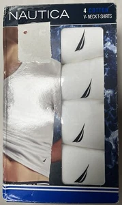 NIP NAUTICA MEN 4 WHITE COTTON V-NECK T-SHIRT UNDERWEAR XL 46-48 $42 - Picture 1 of 3