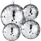 4 Pack Large Disco Ball Silver Hanging Reflective Mirror Ball 6 Inch, 4 Inch