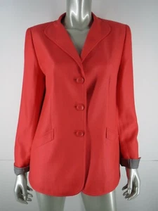 Escada Jacket Blazer Size 8 38 M L Orange Cashmere Silk Blend Long Button Front - Picture 1 of 12