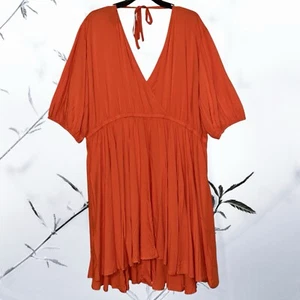 Wrangler Retro Peachy Orange Dress Tie Peplum Short Slv Women's Size 3X Comfy - Picture 1 of 8