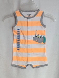 Baby Boy Carter's Stripe Hippo Scuba Diving Snap Up Romper - Sizes 6M/9M/12M - Imagen 1 de 3