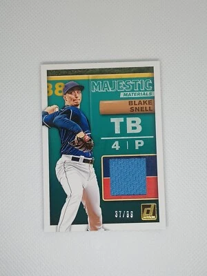 2019 BLAKE SNELL DONRUSS #32 MAJESTIC MATERIALS JERSEY RELIC #D/99 SP CARD SEA - Image 1 of 2