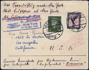 Katapult 1932 Dt. Reich Dampfer Bremen Nachbringeflug USA 79 c Catapult / 870 - Picture 1 of 2