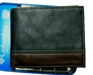 Columbia Mens Bifold Leather RFID Security Wallet Black/Brown 31CP220011 - Picture 1 of 5