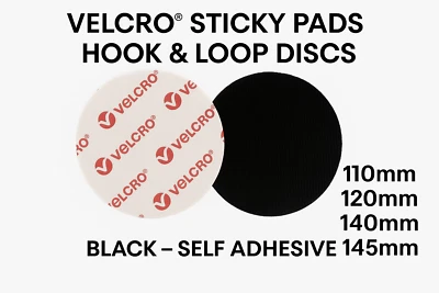 VELCRO® Sticky Pads Hook & Loop Discs – 110mm 120mm 140mm 145mm – Self Adhesive - Image 1 of 4