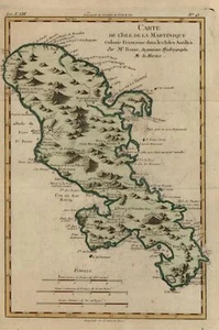 Martinique French Colony Lesser Antilles Caribbean Island 1780 Bonne map - Picture 1 of 2