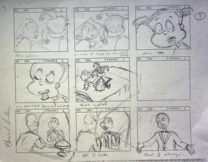 Rugrats 1991 Producción Howard E. Baker FIRMADO Dibujado a Mano Storyboard Página - Imagen 1 de 3