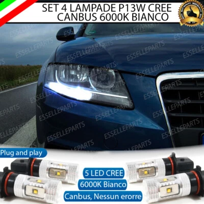 KIT 4 LAMPADE POSIZIONE P13W LED CREE DRL AUDI A4 B8 CANBUS NO AVARIA 6000K - Immagine 1 di 3