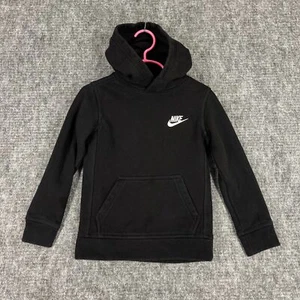Nike Hoodie Boys Youth X-Small Black Pullover Cotton Polyester Long Cuff Sleeve - Picture 1 of 7