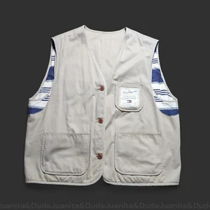 Tommy Hilfiger Breton Stripe Nautical Sailor Vest 042 Vintage XL Reversible - Bild 1 von 14