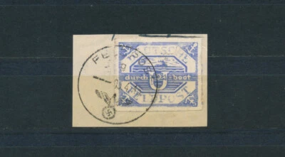 Feldpost U-Boot Hela 1945 Briefstück gute Farbe Michel 13 a Attest (S25152) - Bild 1 von 2