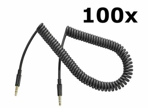 Lot of 100 NEW 3.5mm Male Male Stereo 9-ft Coiled Audio Auxilary Cables NS-MAUX9 - Picture 1 of 5