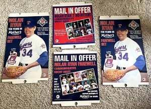 NOLAN RYAN RARE VINTAGE UNUSED 4 STORE DISPLAYS MOTHER'S COOKIES ASTROS RANGERS - Picture 1 of 12