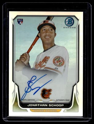 Tarjeta autógrafa Jonathan Schoop 2013 Bowman cromo refractor 6/500 #BCAR-JS Foto 1 de 2