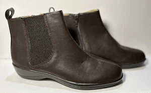 Soft Spots Brown Leather Ankle Boots 6 Stretch Panel #934 - Picture 1 of 9