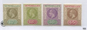 Seychelles KGV 1912 various values to 45 cents mint o.g. hinged - Picture 1 of 1
