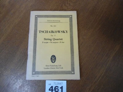 No.161 TCHAIKOVSKY String Quartet  D major Op.11 - Edition EULENBURG Music Score - Image 1 of 4