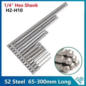 Ball Ended Bits Hexagon Head Screwdriver Bits Magnetic Allen Keys 1/4" Hex Shank - Picture 1 of 29