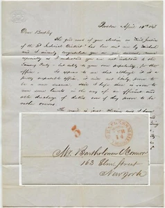 USA 1848 BRIEF RE BARTHOLOMEW OCONNOR CIVIL JUSTICE NY..BOSTON EXPRESS MAIL - Bild 1 von 3