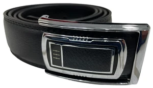 Cuero Elegante Cinturón Hombre Negro Cuero Auténtico Traje Cinturón Hebilla - Imagen 1 de 6